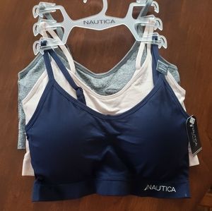 NAUTICA 3pk super soft‎ lounge active athletic workout bras bralettes Plu…